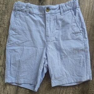 Janie and Jack Boys Light Blue Oxford Cotton Chino Shorts Size 8 Elastic Waist